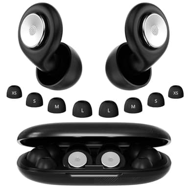 Bouchon D'oreille pour Dormir, 45dB Réutilisables Réduisant le Bruit Pour Dormir, Protection auditive Bons Pour Dormir/Travail/Voyage/Concerts, 4 Tailles (XS/S/M/L) Boule Quies, Étanchéité IPX7 - Noir