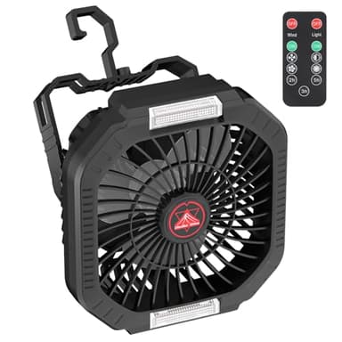 Diealles Shine Ventilateur de Camping, Ventilateur Rechargeable 10400mAh, Ventilateur USB Silencieux avec Lumière LED, Ventilateurs de Table pour Tente Voyage Extérieur