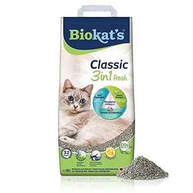 Biokat’s Classic Fresh 3in1 parfum printemps - Litière pour chats agglomérante avec grains de 3 tailles différentes - 1 sac (1 à 10 l)
