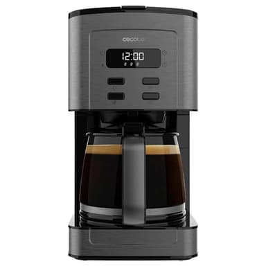Cecotec Cafetière à Filtre Coffee 56 Time, 800W de Puissance, Programmez votre café, Inox, Écran LCD, Bec Anti-goutte, Capacité 1,3L pour 12 Tasses, Arrêt Automatique, Réservoir avec fenêtre