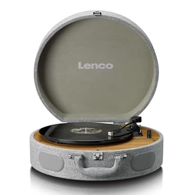 Lenco Platine vinyle LS-66 - Réception et transmission Bluetooth® - 2 haut-parleurs intégrés - Micro magnétique AT3600 - Entraînement par courroie - Arrêt automatique - 33/45 tr/min - Connecteur RCA -