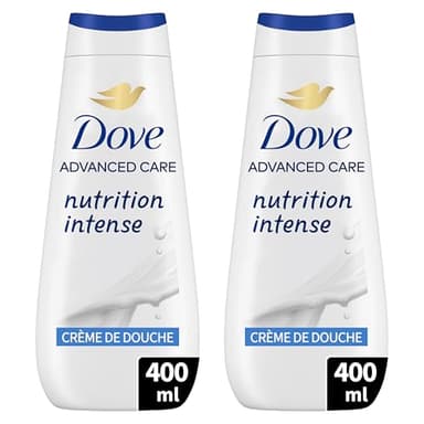 DOVE - Crème de douche Advanced Care Nutrition intense - Respecte la peau - Testé dermatologiquement - Sensation de peau douce pendant 24h (lot de 2x 400ml)