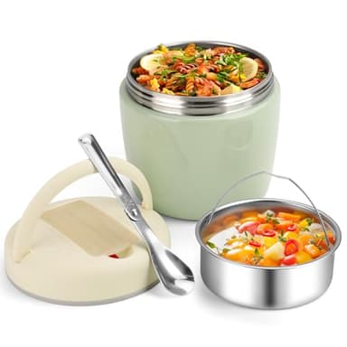 AiQInu Thermos Isotherme Boîte Repas 1200ml avec Cuillère, Gamelle Alimentaire Chaud, Thermoisolant Boîte Récipient Thermique sans BPA, Bureau, Camping
