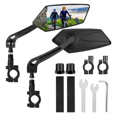 Vankarr 2 Pièces Retroviseur Velo Electrique Retroviseur Trotinette Electrique Rétroviseur Vélo Pliable Rétroviseurs Compatibles Guidon 20-24mm HD Rétroviseur de Sécurité Protection pour Vélo