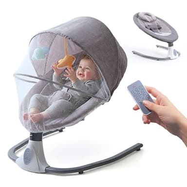 Mobiclinic® kids, Transat bebe, Balancelle electrique, Tuktuk, 4 vitesses réglables, 0 mois à 18 kg, Harnais 3 points, Télécommande, 12 chansons intégrées, Moustiquaire, Bluetooth et usb