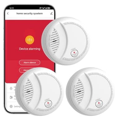 Détecteur de Fumée WiFi pour Maison Intelligente - Alerte Instantanée sur App - Compatible Alexa, Google Home - Autonome/Sans Abonnement