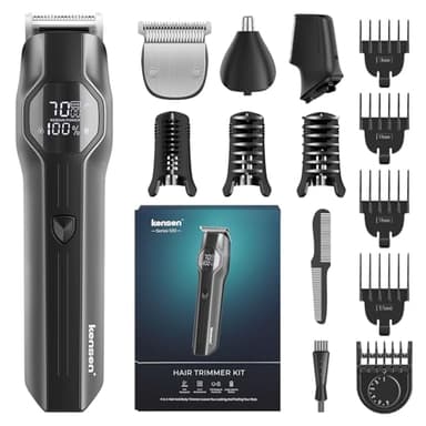 kensen Tondeuse Cheveux Hommes 210 Mins d'Autonomie Tondeuse Barbe Homme Tout-en-Un Tondeuse Multistyle Étanche IPX7 USB-C avec Têtes Nez & Oreilles & Corps Pour De La Tête Aux Pieds 6000/7000 tr/min