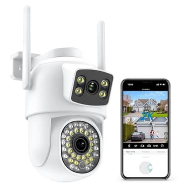 ANBIUX Camera de Surveillance Exterieur 2.5K, Camera Surveillance WiFi Exterieure Double Objectif 2.4Ghz, Détection Humaine, Vision Nocturne Couleur, Audio Bidirectionnel, Stockage SD et Cloud, IP66