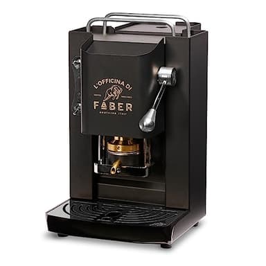FABER COFFEE MACHINES | Model Pro Deluxe | Machine à café avec dosettes ese 44 mm | Finition chrome noir mat | Pressacialda en laiton
