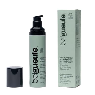 Belgueule crème 50ml visage hydratante et matifiante pour homme, soin visage et barbe naturel, à l'acide hyaluronique, effet anti-âge, tous types de peaux, made in france, vegan & éco-responsable