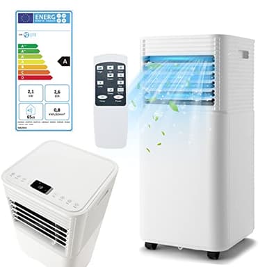 RELAX4LIFE Climatiseur Mobile Silencieux 7000BTU, Climatiseur Portable 4 en 1, Refroidisseur d'Air, Ventilateur, Déshumidificateur, Mode Nuit, Clim avec Minuterie 24H, 10-15㎡, Classe Energie A