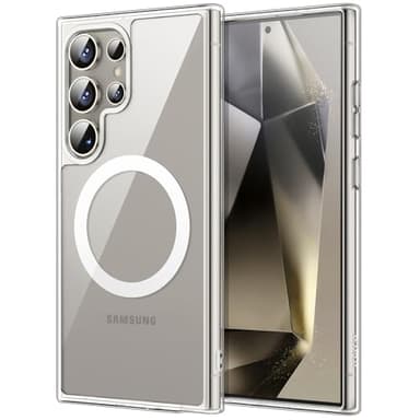 JETech Coque Magnétique pour Samsung Galaxy S24 Ultra 5G, Compatible avec MagSafe, Étui Housse de Protection Antichoc, Non-Jaunissement Dos Transparent en PC Dur (Transparente)