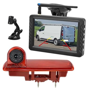 EnruigeOK Kit de moniteur de caméra de recul Full HD sans fil pour Renault Trafic Vauxhall/Opel Vivaro Compatible avec Nissan NV300 Caméra de recul grand angle
