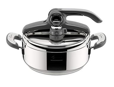 Lagostina Novia Vitamin Lagoeasy'UP Autocuiseur 3,5 L en Acier Inoxydable 18/10 Ø 22 cm, Casserole Induction et Gaz, Couvercle intelligent et Ouverture Facile, avec Panier, Ecodose, Livre de Recettes