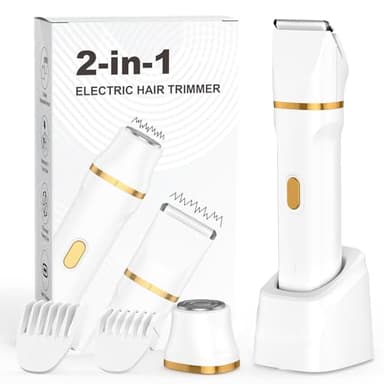 Rasoir Electrique Femme, 2 en 1 Tondeuse précise pour visage, Wet&Dry Tondeuse Bikini Femme pour Visage, Bras, Jambes, Aisselles, IPX7, nettoyage facile (Blanc)