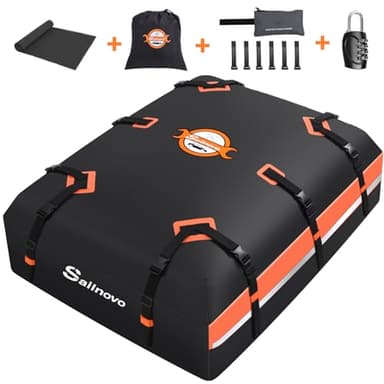 Sailnovo Coffre de Toit de véhicule Étanche Sac de Toit Voiture pour Voyage Résistant aux Intempéries avec Tapis Antidérapant, 6 Crochets de Porte et Cadenas à Combinaison, 590L 1000D PVC