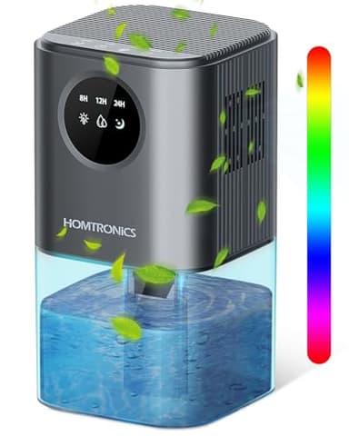 Deshumidificateur d air Petit,[1700ML] Homtronics Deshumidificateur d air Chambre,Silencieux, Minuterie 8/12/24H,Portable, Silencieux, pour Maison,Chambre,Moisi