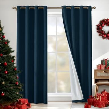 CYCMACO Rideau 100% Occultant, 140x280cm, Effet Lin Lot De 2, Rideau Occultant Thermiques, Phonique Anti Bruit, avec Oeillet, Opaque, pour Salon Et Chambre, Vert Foncé