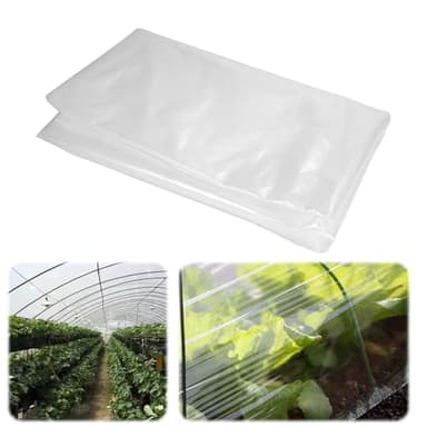 2 x 10M Bâche de Rechange pour Serre de Jardin,Réutilisable Bache Transparente Exterieur Tunnel en Polyéthylène,Feuille de Toiture Transparent Résistance aux UV,pour Protection Plantes Légumes