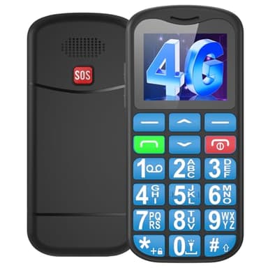 Ufferson 4G Téléphone Portable Senior Débloqué avec Grandes Touches | 1.8" LCD Écran | Haut Volume | Bouton SOS | Telephone Portable Senior Basique avec Numérotation Rapide | Torche |Station de Charge