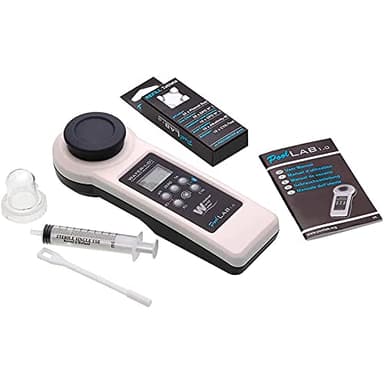 PoolLAB® 1.0 - Testeur Eau de Piscine et Spa 13 en 1 | Mesure : pH, chlore, brome, oxygène actif | Kit professionnel électronique | Bluetooth, application