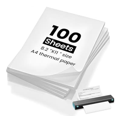 (100 feuilles) Papier thermique A4, compatible avec la plupart des imprimantes thermiques A4, sans BPA, séchage rapide, papier pour imprimante thermique idéal pour documents, pages web et photos.