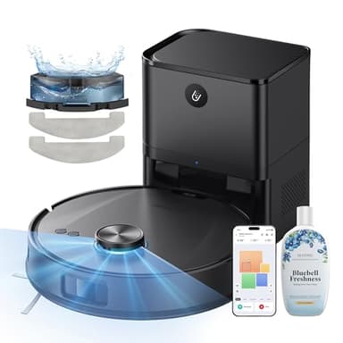 Ultenic T20 Pro Aspirateur Robot, Robot Aspirateur Laveur, Robot Silencieux Connecté avec WiFi/Bluetooth/Alexa/App, 6 Modes de Nettoyage, Auto-Charge, 8000 Pa, Idéal pour Poils d'animaux