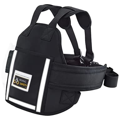 Jolik Harnais Securite Enfant Moto, Réglable Ceinture Moto Enfant avec Poche, Matériau Respirant Réfléchissant en Noir