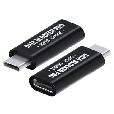 MMOBIEL Bloqueurs de Données [Lot de 2] – USB-C Mâle vers USB-C Femelle – Charge Uniquement, Anti Juice Jacking – Adaptateurs Sécurisés Noirs
