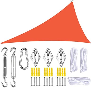 MHUQIA Voile D Ombrage Impermeable 4x4x4m, Voile D'Ombrage Triangle Soleil Voile D'Ombrage Carport Jardin Parasol Camping Voyage Auvent Triangle Soleil Abri