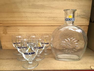 RICARD Lot de 6 Verre Ballon 17cl + Carafe 1 Litre