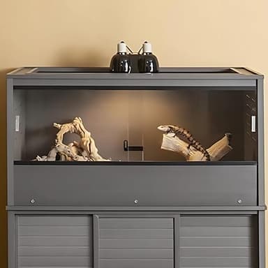 Grand terrarium décoratif pour reptiles et autres petits animaux Mojave 122 x 61 x 58 cm Gris