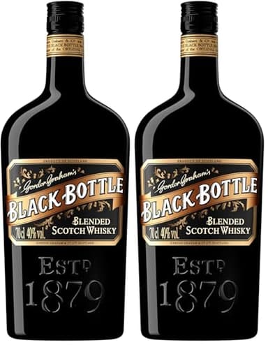 Black Bottle Original | Whisky Scotch Blended | 40% ABV | 70 cl | Tourbé avec des notes de miel | Parfait pour les cocktails | Bousculez les règles (Lot de 2)