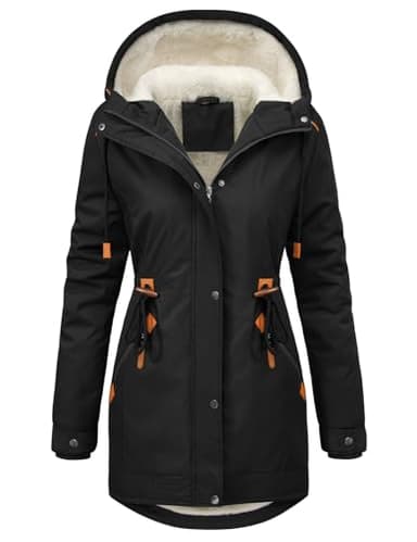 RITOSTA Manteau Femme Hiver Chic Parka Chaud Veste Polaire Manteaux à Capuche Epaisse Blouson Mi Longue Casual Outercoat avec Zippé(Noir,XXL)