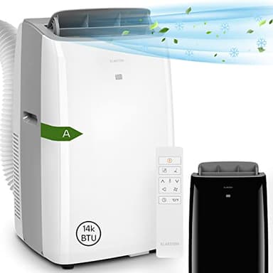 Klarstein Mini Climatiseur Mobile Silencieux Portable Puissante 4 en 1, Mode Nuit, Déshumidificateur, Ventilateur, à Faible Conso, Evacuation, 14000 BTU