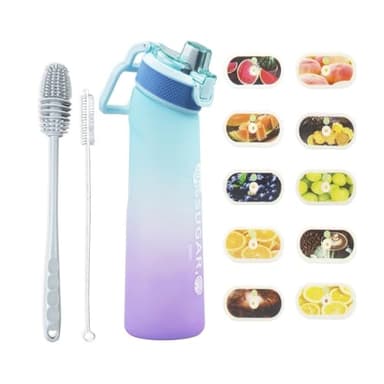 Générique Gourde Sport,avec Lot de 10 capsules aromatiques pour bouteille d'eau,Pods parfumés pour eau aromatique 0 sucre, Sans BPA,700ml bouteille d'eau étanche, pour gym,Camping et randonné