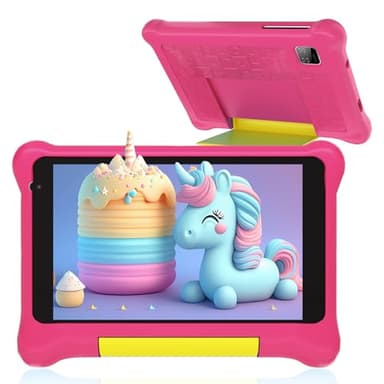 Wqplo Tablette Enfants 7 Pouces Android 13 Tablette 2GB RAM 32GB ROM Applications Pré-Installé Contrôle Parental Bluetooth WiFi Tablette Éducative avec Kid-Proof Étui (Rose)