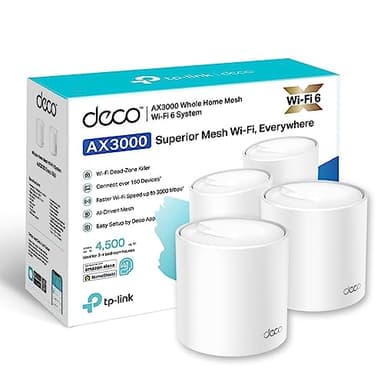 TP-Link Deco WiFi 6 Mesh AX3000Mbps Deco X50(2-pack), Système WiFi 6 pour Toute la Maison, Couverture de 410㎡, Installation Facile, Contrôle Parental, Compatible avec toutes les Box Fibre