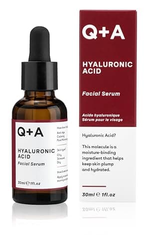 Sérum facial à l'acide hyaluronique Q+A. Hydrate, nourrit et rend la peau plus rebondie. Convient aux végétaliens, sans parfum. 30 ml/1 fl.oz.
