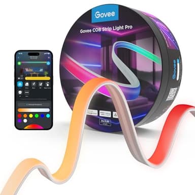 Govee COB Bande Lumineuse LED Pro, Bande Lumineuse Intelligente Compatible avec Alexa, Google Assistant et Matter, Lumière RGBICW avec Blanc Chaud, Changement de Couleur, pour Chambre à Coucher