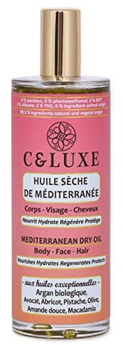 Huile sèche de Multi-Usages, CORPS VISAGE CHEVEUX, spray 100 ml, Argan Bio, Avocat, nourrit hydrate régénère et protège votre peau, sans silicone, 99.5 % naturelle.