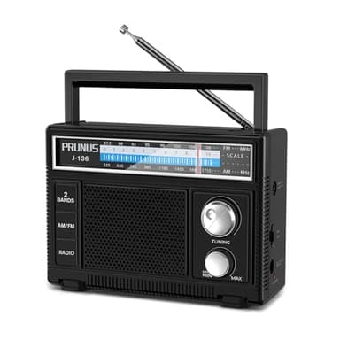 Poste Radio Portable, PRUNUS J-136 AM/FM Radio FM Portable, Excellent Reception, Transistor Radios Secteur et Pile, Poste de Radio avec Prise AUX et Prise pour Casque D'écoute
