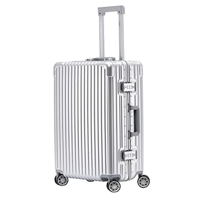 Flight Knight Premium Travel Case - 8 Roues Pivotantes - Serrure - Valise Rigide Legere pour Bagage a Main Ou Bagage Enregistre - Extremement Durable Aluminium - Plus De 100 Compagnies Aeriennes