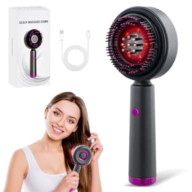 Brosse de massage électrique pour cuir chevelu, 2 en 1 Masseur électrique du cuir chevelu avec 3 Modes Fonctionnels et Lumière Rouge, brosse de massage chevelu Masseur de Tête Électrique