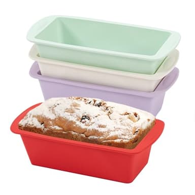 Vinuwu 4 Pièces Moule a Cake, Moule Gateau Silicone Patisserie Petit, 19x8x6cm Antiadhésif Moules Rectangulaire pour Gâteaux, Pain de Mie, Financiers, Accessoires Air Fryer, Ustensiles à Pâtisserie