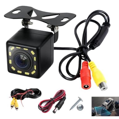Caméra de Recul Voiture 720P IP68, Caméra Vision Nocturne Voiture 12 LED 170° Grand Angle, pour Voiture, SUV, Camion, Remorque, Camping car, Installation Facile avec Câble 6m, Recul pour Véhicules 12V
