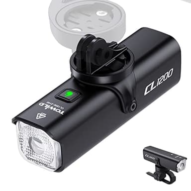 Éclairage Vélo Avant 1200 Lumens – Lampe Vélo LED Puissante Rechargeable USB-C 4000mAh, IPX6 Étanche, Lumière Vélo Intelligente, Installation Normale ou sous Compteur Garmin/iGPSOPRT, VTT & Ville