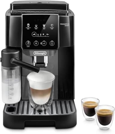 De'Longhi Magnifica Start ECAM220.60.B, Machine à Café Grain Automatique avec LatteCrema, Cafetière Espresso avec 4 Recettes d'un Seul Toucher, Panneau de Contrôle Tactile Doux, 1450W, Noir