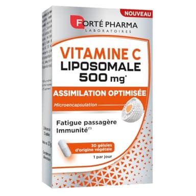 Forté Pharma – Vitamine C Liposomale 500 mg | Complément Alimentaire Défenses immunitaires & Anti fatigue - Assimilation optimale - Gélules végétales - Dès 12 ans | 30 gélules, 1/jour