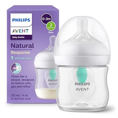 Philips Avent Biberon à Réponse Naturelle de 125 ml avec valve AirFree, sans BPA, pour les bébés de 0 mois + (modèle SCY670/01)